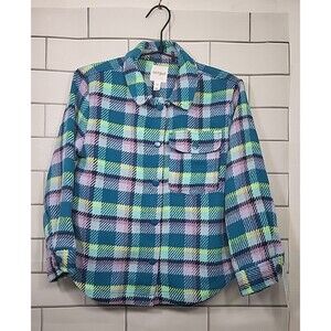 Cat & Jack Girls Sz M Teal Plaid Shacket Shirt Jacket Casual School Outdoor NWT